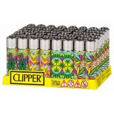 MECHERO CLIPPER CLASSIC LARGE "FLUO LEAVES 2" (DISPLAY 48 UDS)